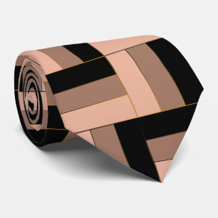 Brown Mocha Black Geometric Rectangles Tie