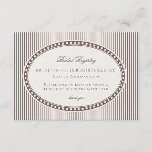 Brown Mocha Harlequin Chequered Bridal Registry Enclosure Card