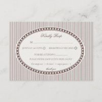 Brown Mocha Striped Harlequin Pattern Wedding RSVP