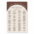 Brown modern arched alphabetical seating chart