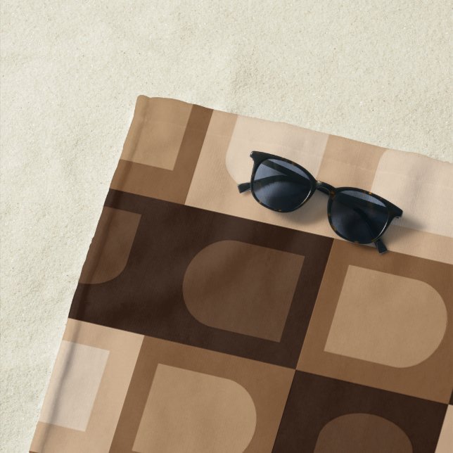 Brown Modern Boho Arch Geometric Aztec Pattern  Beach Towel (In Situ)