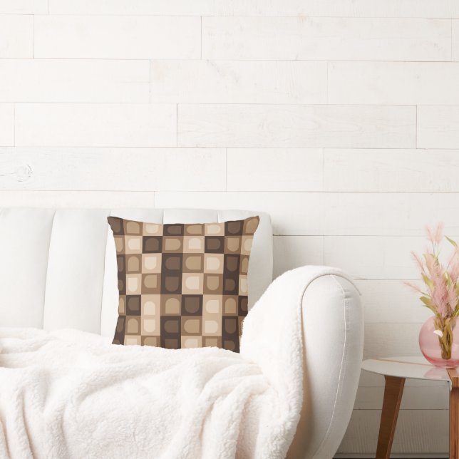Brown Modern Boho Arch Geometric Aztec Pattern  Cushion (Couch)