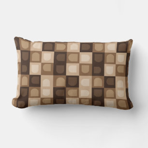 Brown Modern Boho Arch Geometric Aztec Pattern Lumbar Cushion