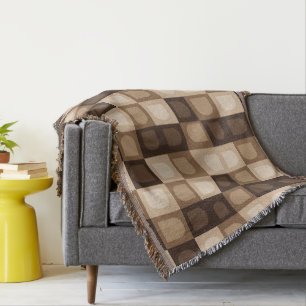 Brown Modern Boho Arch Geometric Aztec Pattern Throw Blanket