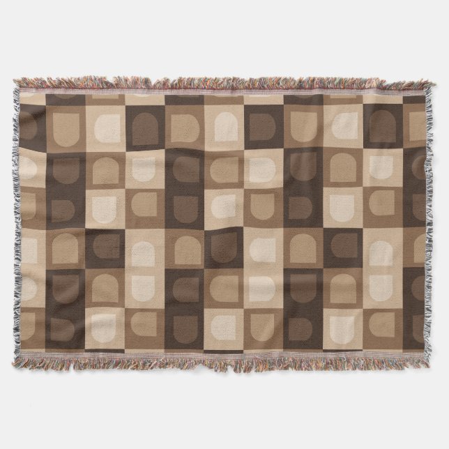 Brown Modern Boho Arch Geometric Aztec Pattern  Throw Blanket (Front)