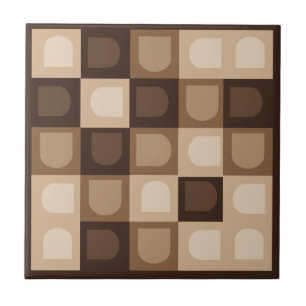 Brown Modern Boho Arch Geometric Aztec Pattern  Tile