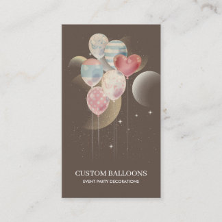 Brown Modern Event Party Zodiac Balloon qr code Business Card