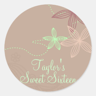 Brown Modern Floral Sticker