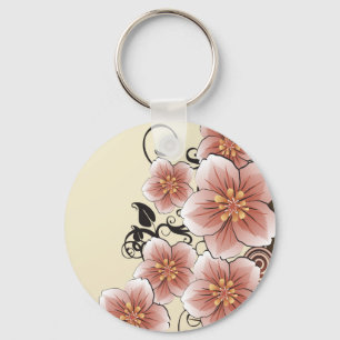 Brown Modern Flower Key Ring