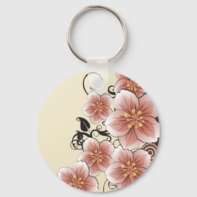 Brown Modern Flower Key Ring (Front)