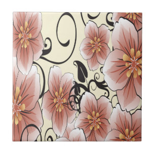 Brown Modern Flower Tile