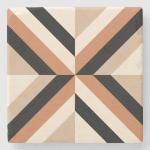 Brown Modern Geometric Colour Block Stone Coaster