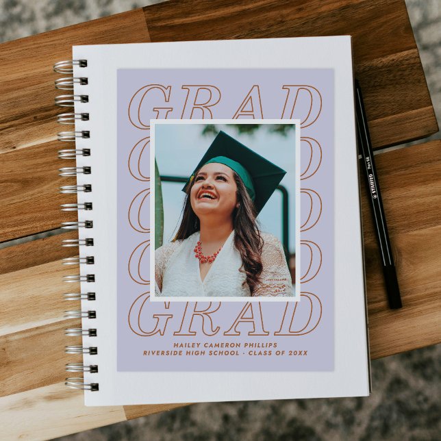 Brown Modern Grad Typography Graduation Photo Card (Creator Uploaded)