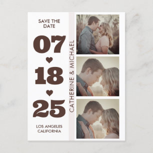 Brown Modern Minimalist Bold Date Three Photo  Postcard
