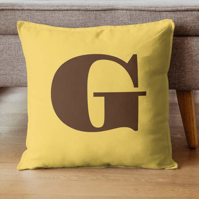 Brown Modern Monogram | Dandelion   Cushion (Creator Uploaded)