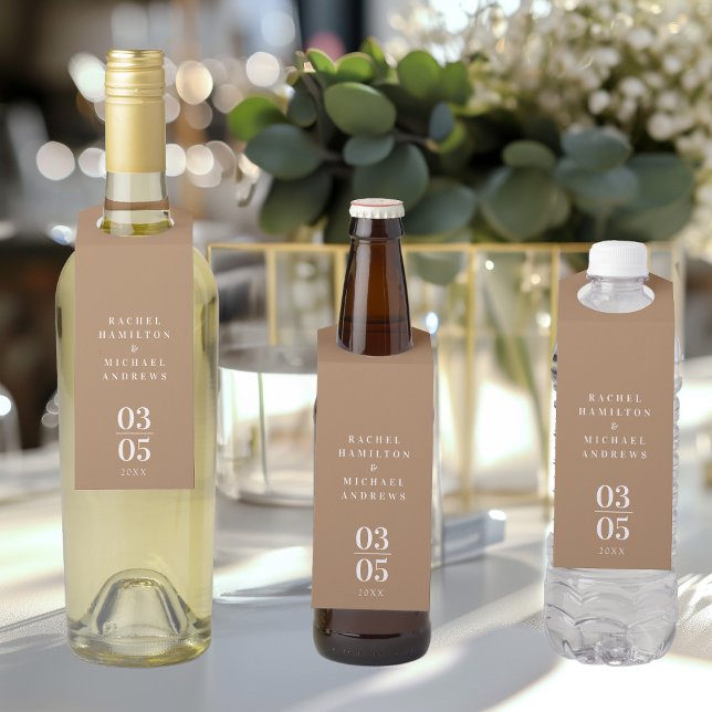 Brown Modern Simpel Wedding    Bottle Hanger Tag (Creator Uploaded)
