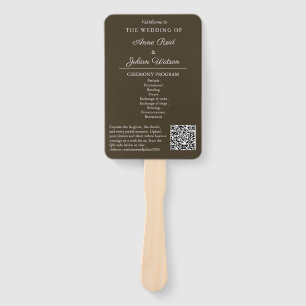 Brown Modern Wedding Ceremony Program Hand fans