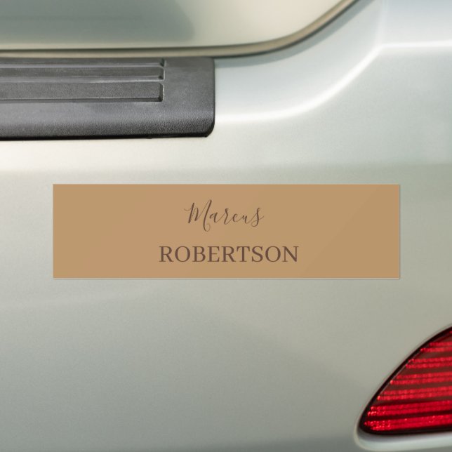 Brown monogram calligraphy minimalist professional bumper sticker (On Car)