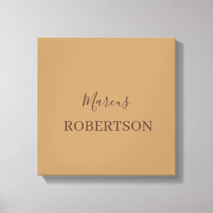 Brown monogram calligraphy minimalist professional canvas print