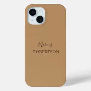Brown monogram calligraphy minimalist professional iPhone 15 case