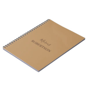 Brown monogram calligraphy minimalist professional notebook