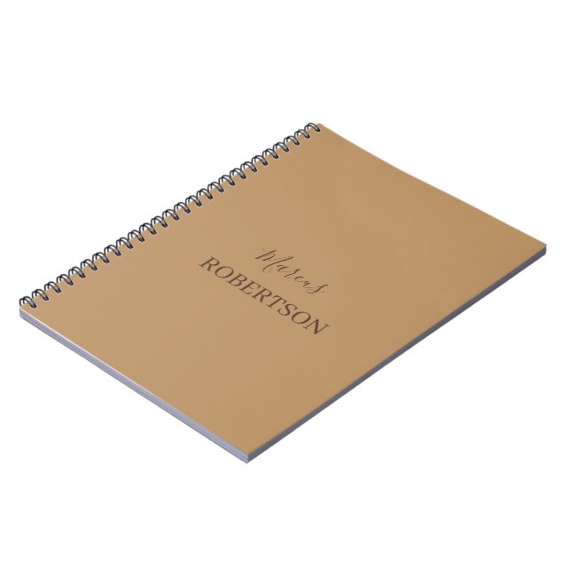 Brown monogram calligraphy minimalist professional notebook (Left Side)