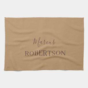 Brown monogram calligraphy minimalist professional tea towel
