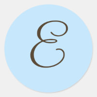 Brown Monogram E on Light Blue Favour Label