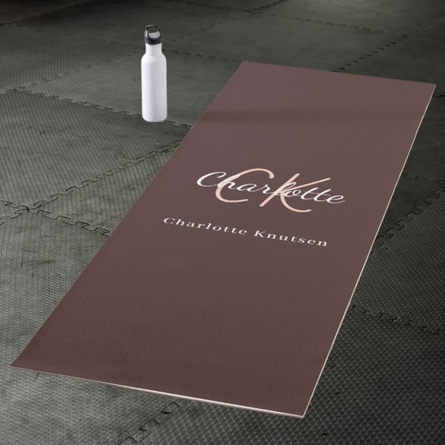 Brown monogram initials name yoga mat (Creator Uploaded)