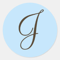 Brown Monogram J on Light Blue Favour Label