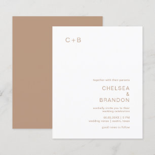 Brown Monogram Modern Budget Wedding Invitation