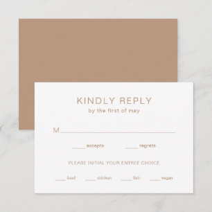 Brown Monogram Modern Wedding RSVP Card