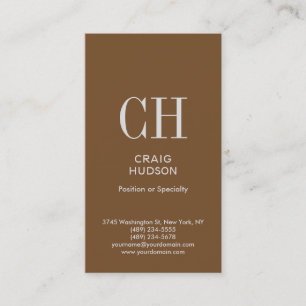 Brown Monogram Professional Business Card