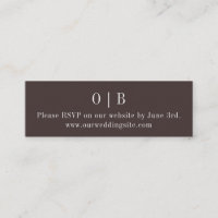Brown Monogram RSVP Website Mini Enclosure Card
