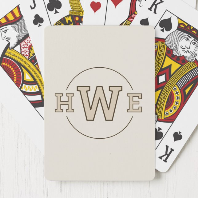Brown Monogram Simple Initials Modern Cool Retro Playing Cards (Brown Monogram Simple Initials Modern Cool Retro Poker Cards)