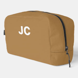 Brown Monogram Simple Minimal Modern Travel Dopp Kit