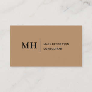 Brown Monogram Trendy Elegant Modern Business Card