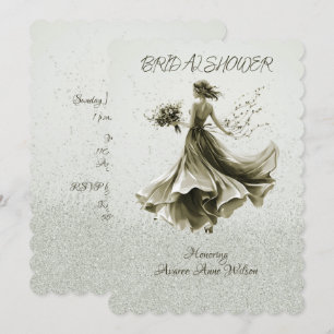 Brown Monotone Skipping Bride Wedding Shower Invitation