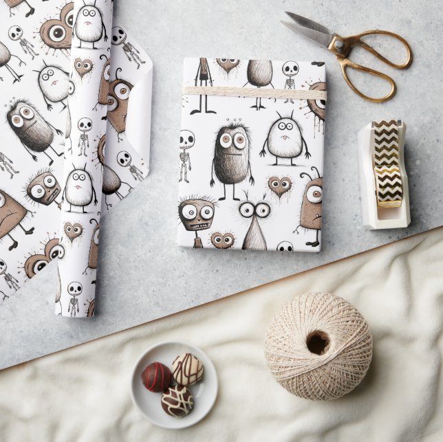 Brown Monsters Wrapping Paper (Crafts)