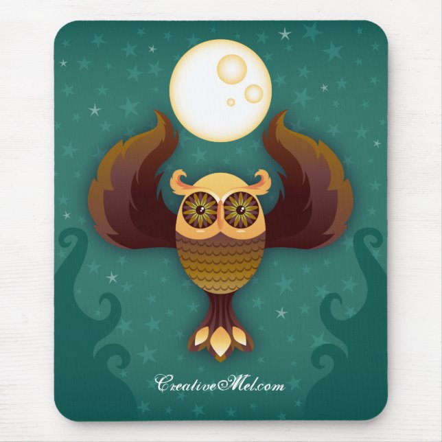 Brown Moon Owl Mousepad (Front)