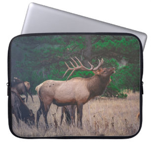 BROWN MOOSE NEAR GREEN TREE AT DAYTIME LAPTOP SLEEVE