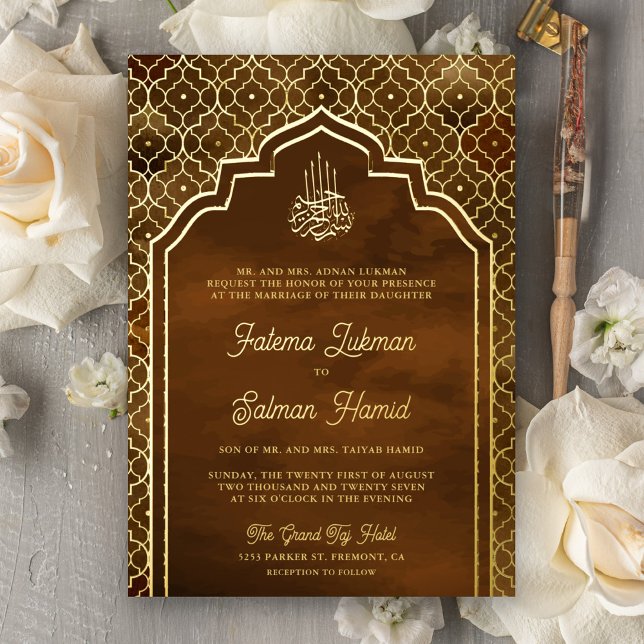 Brown Moroccan Arch Muslim Wedding Gold Foil (Creator Uploaded)