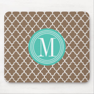 Brown Moroccan Lattice Personalised Mouse Pad
