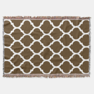 Brown Moroccan Quatrefoil Pattern Throw Blanket