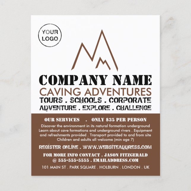 Brown Mountain Logo, Caving Adventure Advertising Flyer (Front)
