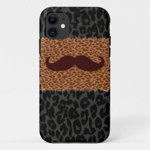 Brown Moustache and Leopard Print Case-Mate iPhone Case