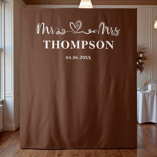 Brown   Mr and Mrs Elegant Simple Backdrop Tapestry