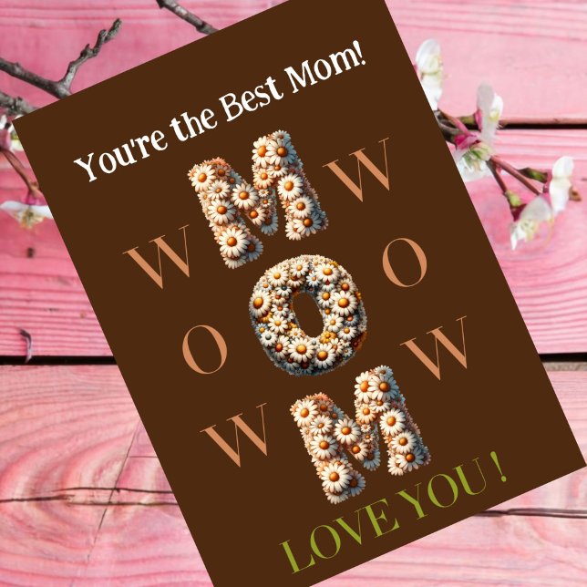 BROWN Mum Mother's day card with foto,flowery font (Creator Uploaded)