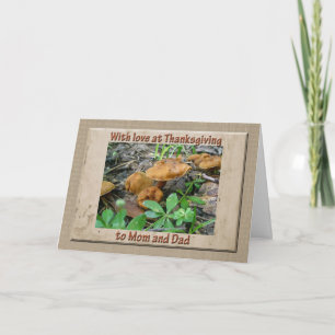 Brown Mushroom Mum Dad Thanksgiving Card