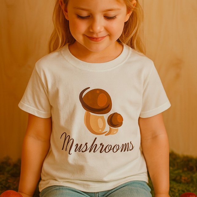 Brown Mushroom Whimsical Nature Food T-Shirt (Creator Uploaded)